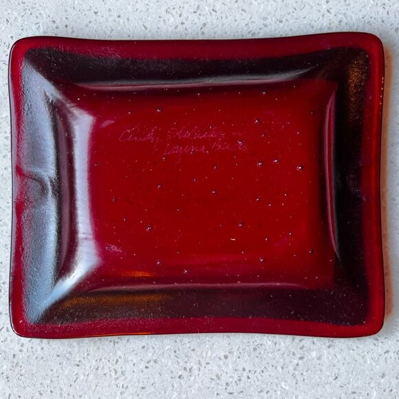Handcrafted Dichroic Glass Dish With Gold Accents By Cindy Stalnaker of Laguna - Picture 7 of 8
